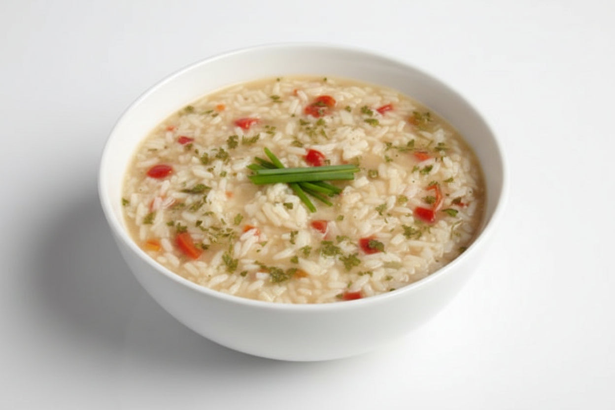 Gluten Free & Vegan No Chicken Rice Soup